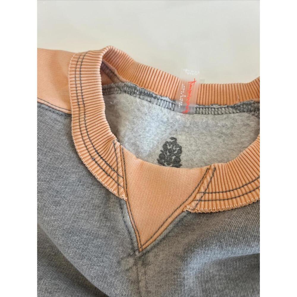 Free People Cotton Blend Sweatshirt Grey/Melon Size S - Picture 7 of 7